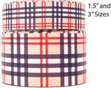 1.5 or 3 Inch Wide Tan Plaid Printed Grosgrain Cheer Bow Ribbon (sold in 3 yard increments)