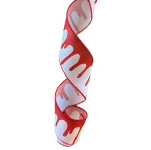 2.5" Wired Halloween Scary Blood on White Ribbon