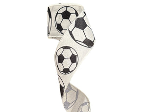 2.5" Wired Soccer Balls Collage Ribbon