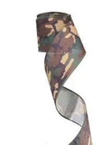 2.5 Inch Wired Dark Green CAMO Ribbon (sold in 10 yard roll)