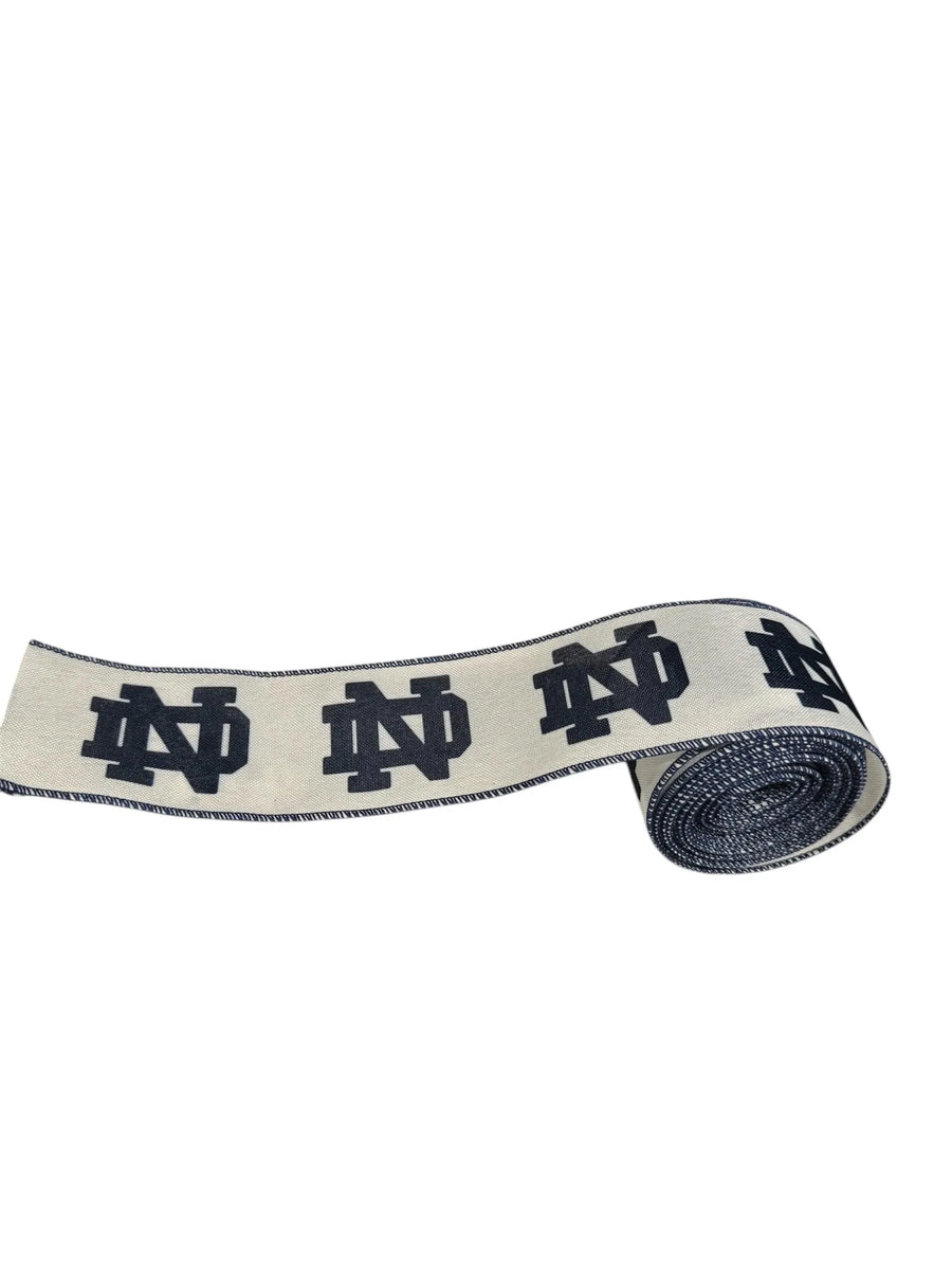 2.5 Inch Wired Dark Blue College Collage on White Football Team Ribbon ...