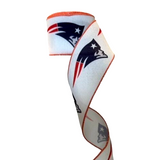 2.5 Inch Wired Patriots Football Sports Team Ribbon (sold in 10 yard roll)