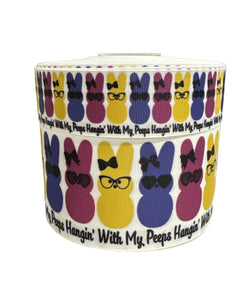 1.5" or 3'' Wide Colorful Peeps with Glasses on Hair Bow Craft Grosgrain Ribbon