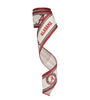 2.5 Inch Wired White and Red Collage on White Football Team Ribbon (sold in 10 yard roll)