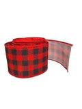 2.5 Inch Wired Christmas Buffalo Plaid Red and Black Buffalo Collage Ribbon (sold in 10 yard roll)