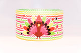 Thanksgiving Turkey Printed Grosgrain Ribbon, Cheer Bow Ribbon (3-Yard Increments)