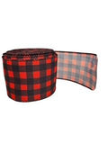 2.5 Inch Wired Christmas Buffalo Plaid Black and Red Buffalo Collage Ribbon (sold in 10 yard roll)