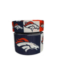 1.5 or 3 Inch Wide Denver Broncos Block on White Printed Grosgrain Hair Bow Ribbon (sold in 3 yard increments)