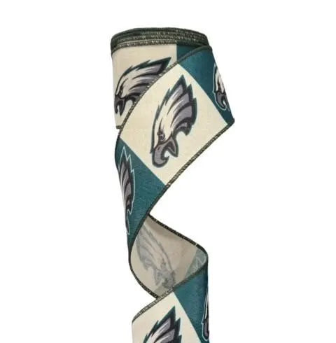 2.5 Inch Wired Eagles Football Sports Team Ribbon (sold in 10 yard roll)