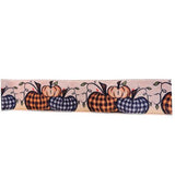 2.5 Inch Wired Fall Halloween Checkered Pumpkins Printed Ribbon (sold in 10 yard roll)