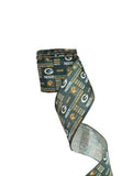 2.5 Inch Wired Green Bay Packers Collage Football Sports Team Ribbon (sold in 10 yard roll)