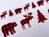 1.5 or 3 Inch Wide Holiday Bear Moose Buffalo Printed Grosgrain Hair Bow Ribbon for Crafts (sold in 3 yard increments)