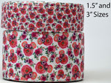 Floral Grosgrain Ribbon, Spring Flower Collage Print (3-Yard Increments)