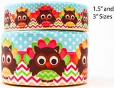 Chevron Turkey Print Grosgrain Ribbon, Cheer Bow Ribbon (3 Yards)