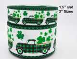 St Patrick's Day Plaid Truck & Shamrock Grosgrain Ribbon (3 Yard)