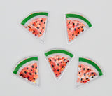 5 Quantity  - 1" x.1" Small Summer Soft Glitter Shaker Watermelon Resins for Hair Bows and Crafts