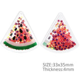5 Quantity  - 1" x.1" Small Summer Soft Glitter Shaker Watermelon Resins for Hair Bows and Crafts