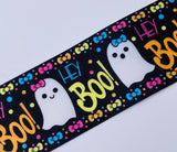Halloween Ghost Grosgrain Ribbon, Hey Boo Print (3 Yards)