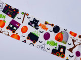 Halloween Collage Grosgrain Ribbon, Spooky Things Print (3 Yard Increments)