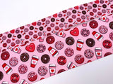 Valentine Hearts & Donuts Grosgrain Ribbon, Hair Bow Crafts (3 Yard)