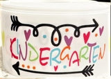 3 Inch Kindergarten Hearts and Arrows Printed Grosgrain Ribbon Back to School Cheer Bows