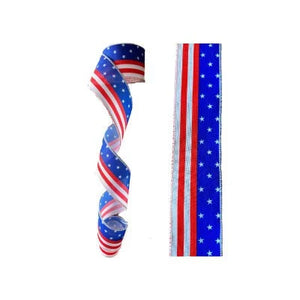 2.5" 4th of July Wired Red White Blue Craft Supply Flag (10 Yard Roll)