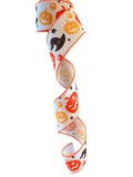 Wired Halloween Pumpkins and Hats Printed Ribbon (sold in 10 yard roll)