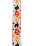 Wired Halloween Pumpkins and Hats Printed Ribbon (sold in 10 yard roll)