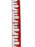 2.5 Inch Wired Halloween Scary Blood on White Ribbon (sold in 10 yard roll)