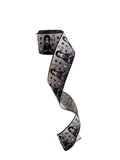 2.5 Inch Wired Halloween Adams Family Ribbon (sold in 10 yard roll)