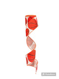 2.5 inch Wired Basketball Collage Ribbon (sold in 10 yard roll)