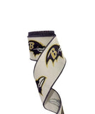 2.5 Inch Wired Ravens Collage Football Sports Team Ribbon (sold in 10 yard roll)
