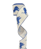 2.5 Inch Wired Lions Collage Football Sports Team Ribbon (sold in 10 yard roll)