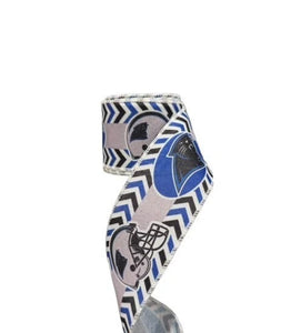 2.5" Wired Carolina Panthers Chevron Football Sports Team Ribbon