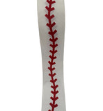 3 Inch Wide White Baseball Stitch Glitter Ribbon (3 Yard Increments)