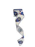 2.5 Inch Wired Titans Football On White Sports Team Ribbon (sold in 10 yard roll)