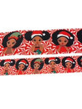 Afro Santa Grosgrain Ribbon, Christmas Holiday Print (3-Yard Increments)