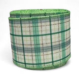 2.5 Inch Wired Christmas Green Plaid Design Ribbon (sold in 10 yard roll)