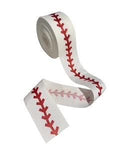 3 Inch Wide White Baseball Stitch Glitter Ribbon (3 Yard Increments)