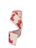 2.5 Inch Wired Rebels on White College Collage on White Football Team Ribbon (sold in 10 yard roll)