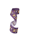 2.5 Inch Wired Vikings Football Sports Team Ribbon (sold in 10 yard roll)