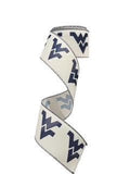 WV College Football Team Ribbon, Navy & White, 2.5 Inch (10 Yard Roll)