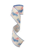 2.5 inch Wired Dodgers on White Sports Team Ribbon