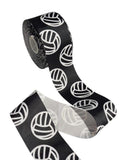 Volleyballs Printed on Black Grosgrain Ribbon, Hair Bow and Craft Supplies (3-Yard)