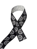 Volleyballs Printed on Black Grosgrain Ribbon, Hair Bow and Craft Supplies (3-Yard)