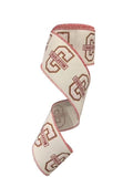 2.5 Inch Wired Charleston on White College Collage on White Ribbon (sold in 10 yard roll)