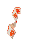 2.5 Inch Wired Tiger Paws Craft Ribbon (sold in 10 yard roll)
