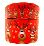 1.5 or 3 Inch Wide Holiday Laughing Happy Reindeer Printed Grosgrain Hair Bow Ribbon for Crafts (sold in 3 yard increments)