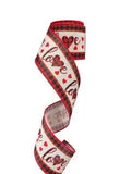 2.5 Inch Wired Buffalo with Love and Hearts Ribbon (sold in 10 yard roll)