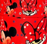 1.5 or 3 Inch Wide Minnie Mouse Printed Grosgrain Hair Bow Ribbon (sold in 3 yard increments)